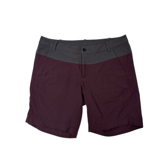 Lululemon Men's Union Color Block Shorts Burgundy Gray Nylon Chino Size 36 - Picture 1 of 9